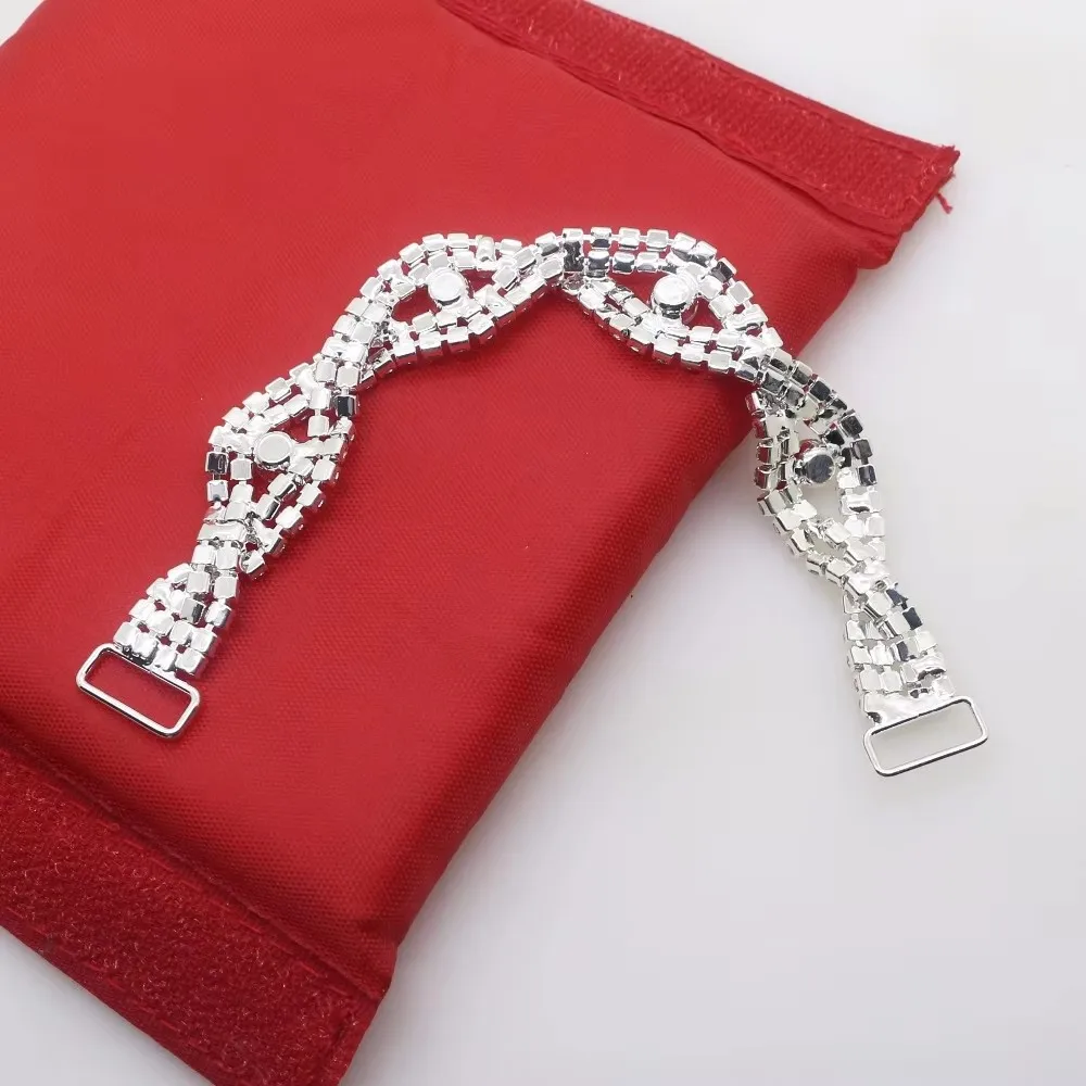 factory Outlet 1pcs 180mm* 25mm Clear Crystal Rhinestone Bikini connector buckle Metal chain Decorative