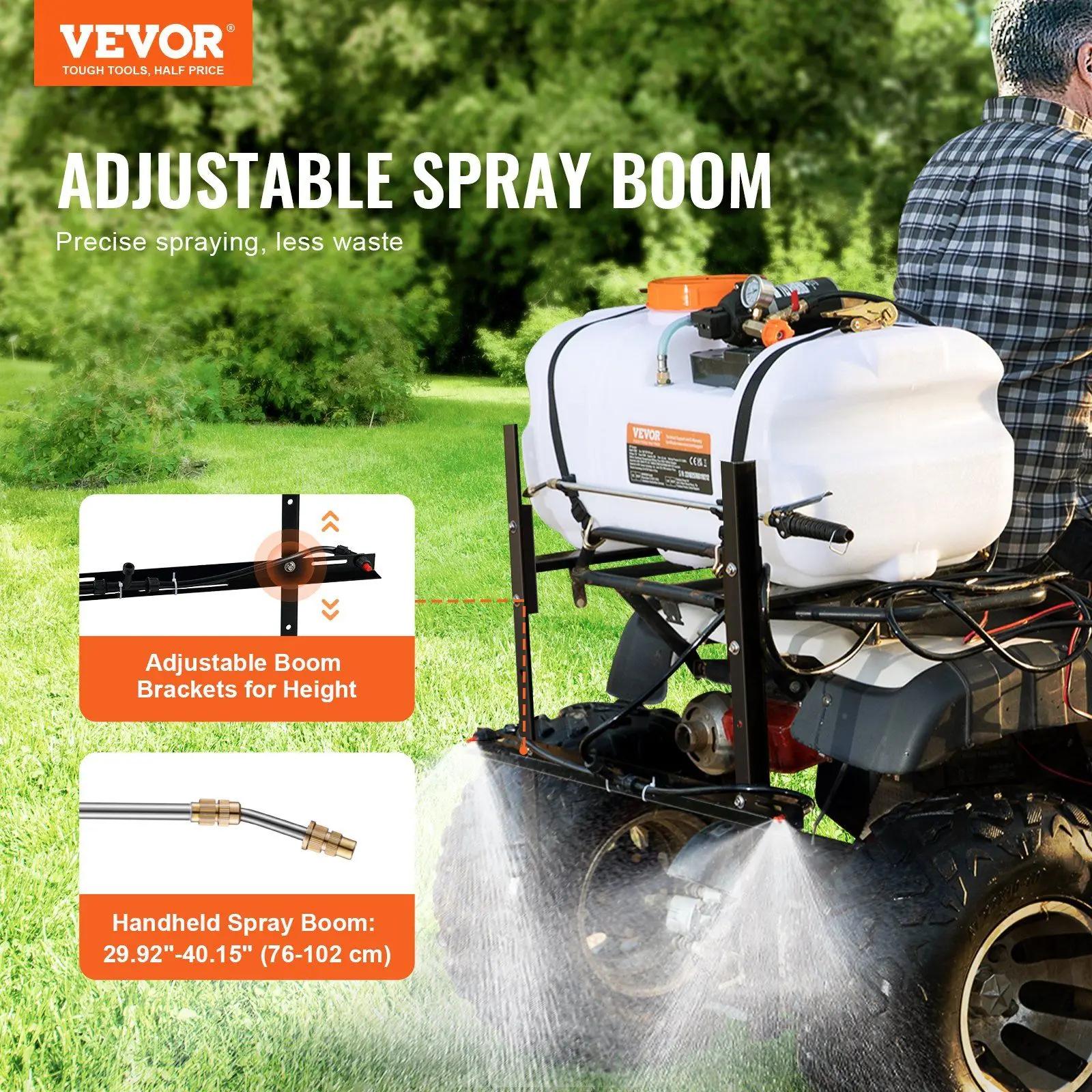 VEVOR ATV Spot Sprayer, 15.9 Gal/60 L ATV/UTV Broadcast Sprayer with A Nozzle Boom, 12 V Pump Weed Sprayer with Water Tank, 1.9