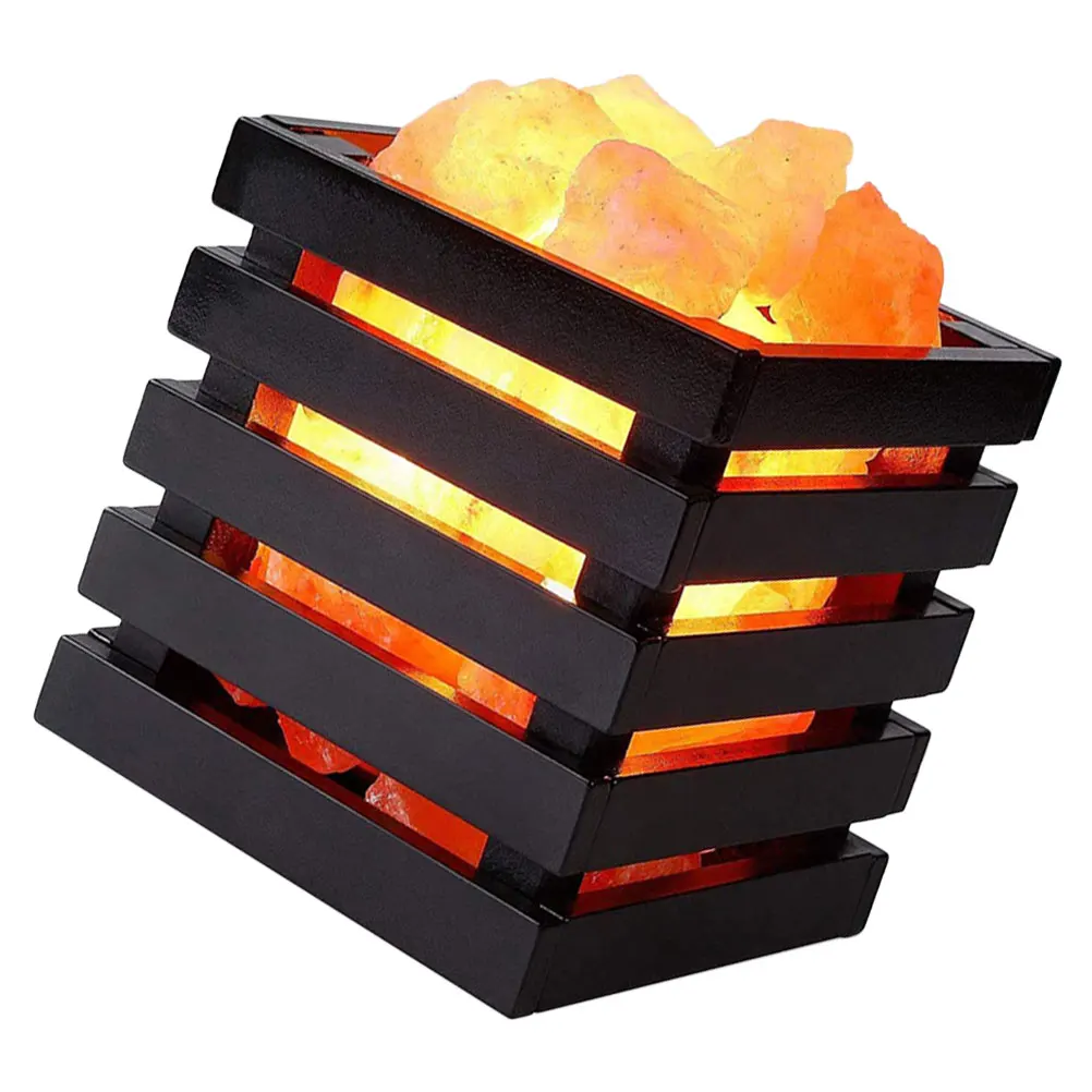

1Pcs Himalayan Salt Crystal Lamp Salt Light Table Night Lamp Wood Frame Bedroom Light Decor