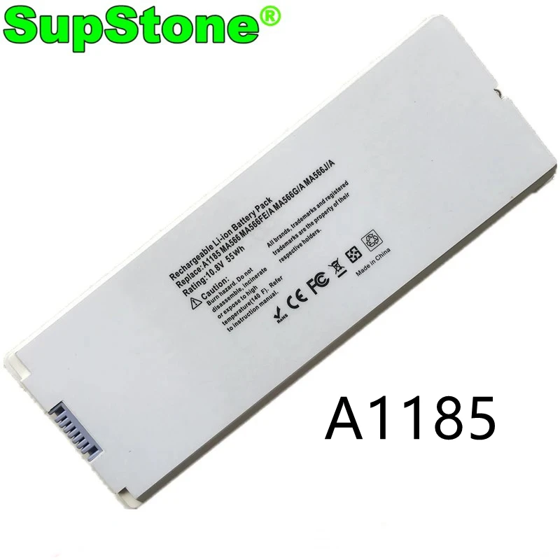 SupStone A1185 A1181 Laptop Battery For Apple MacBook 13 Inch MA254F/A EMC2092 2242 2300 2121 2139 MA254LL MA561LL MA701LL MA566