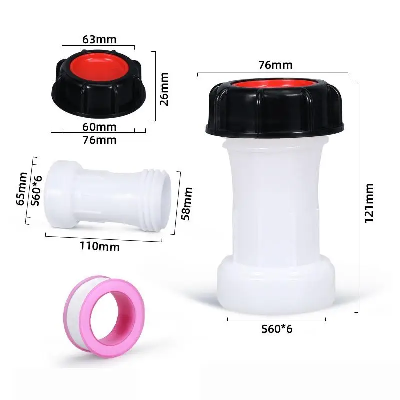 Plastic Extension Tube IBC Adapter For Mounting IBC Rainwater Tank Canister Outlet S60x6 IT To AG Ton Barrel Pipe Joint