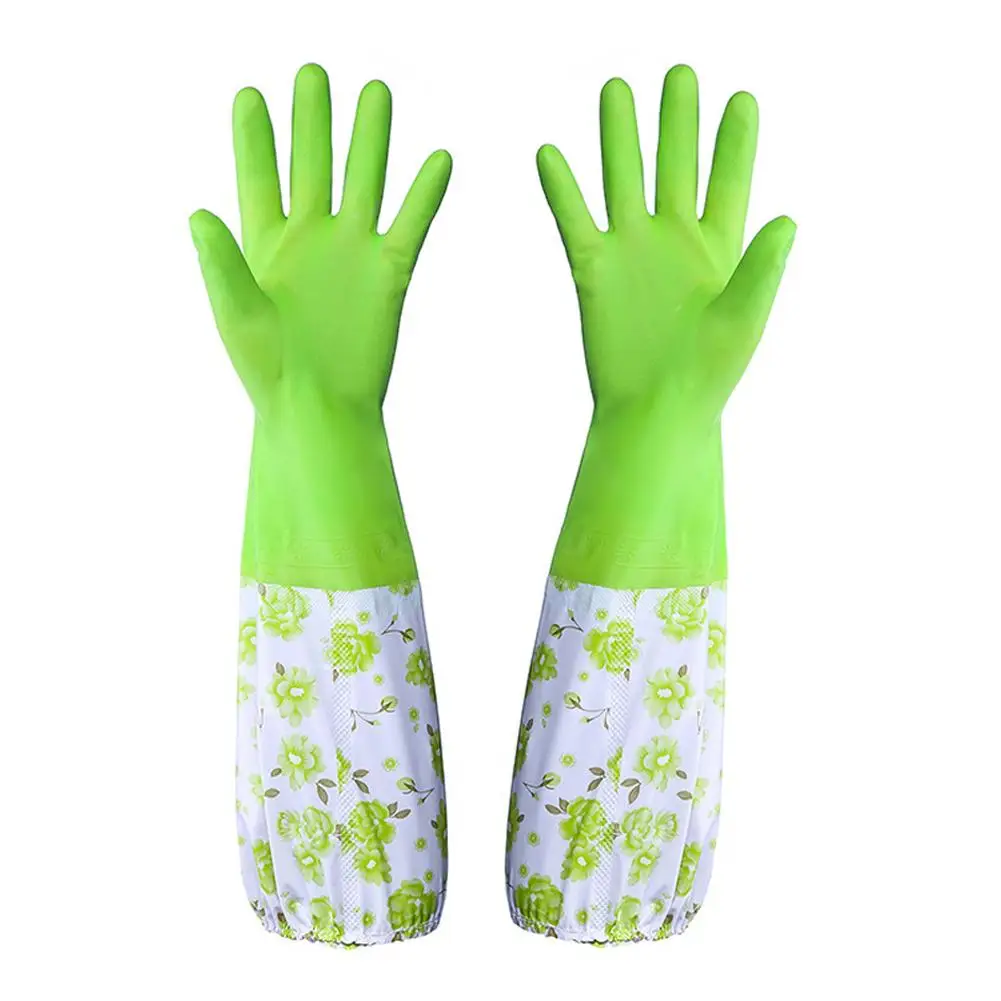 Waterproof And Warm Rubber Gloves Kitchen Washing Dishes Gloves Housework Gloves Women’s Cleaning W1W6