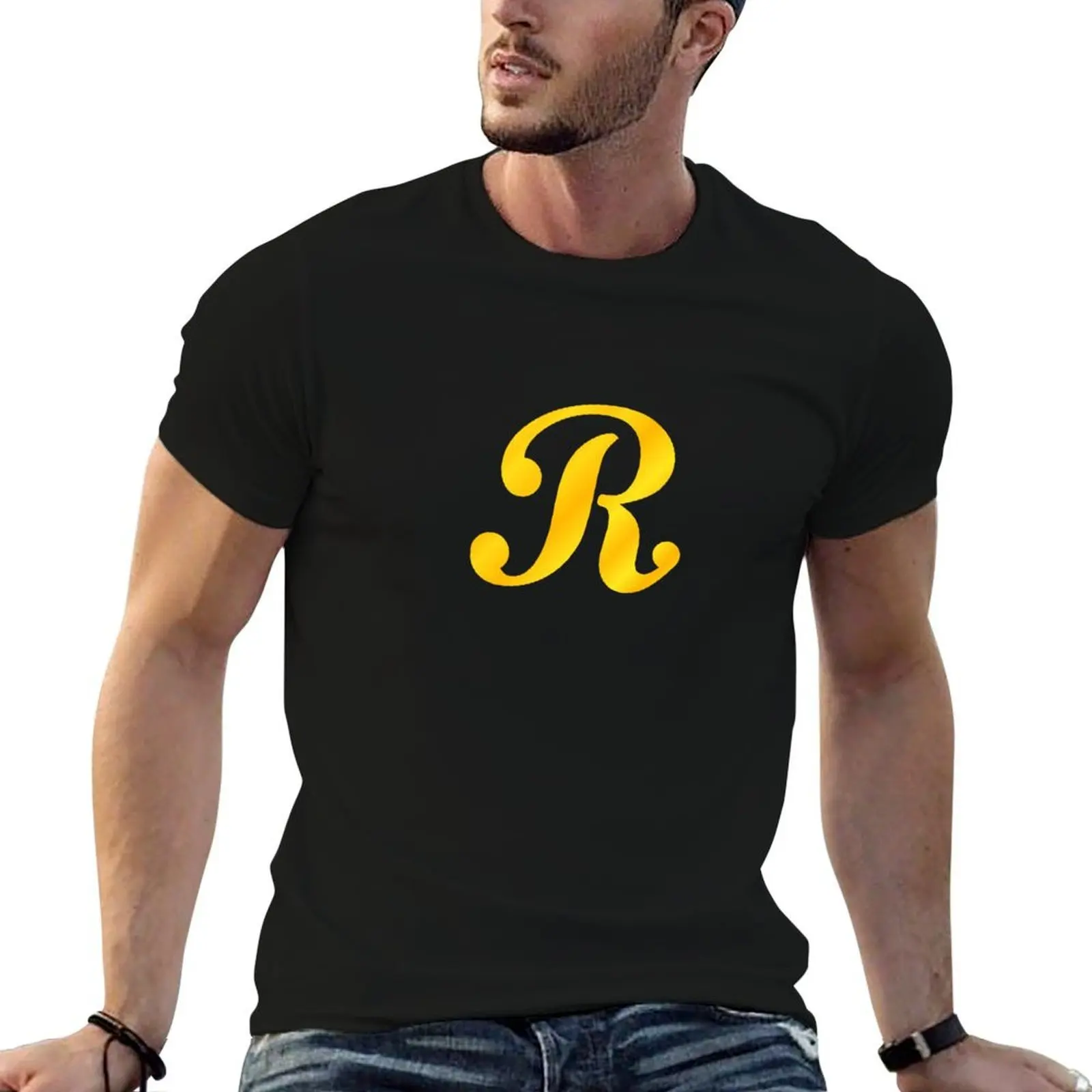 

R LETTER T-Shirt men t shirt cotton 100% t shirt man plain man t shirts high quality luxury brand T-shirt