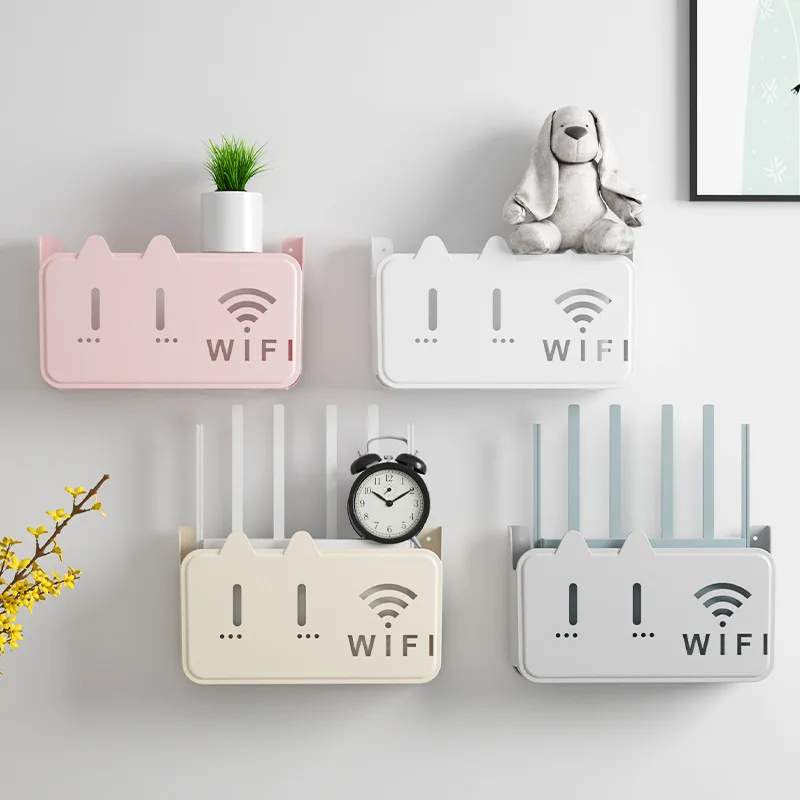 Wireless Wifi Router Shelf Storage Box Wall Hanging ABS Plastic Organizer Box Cable Power Bracket Organizer Box Home Decor