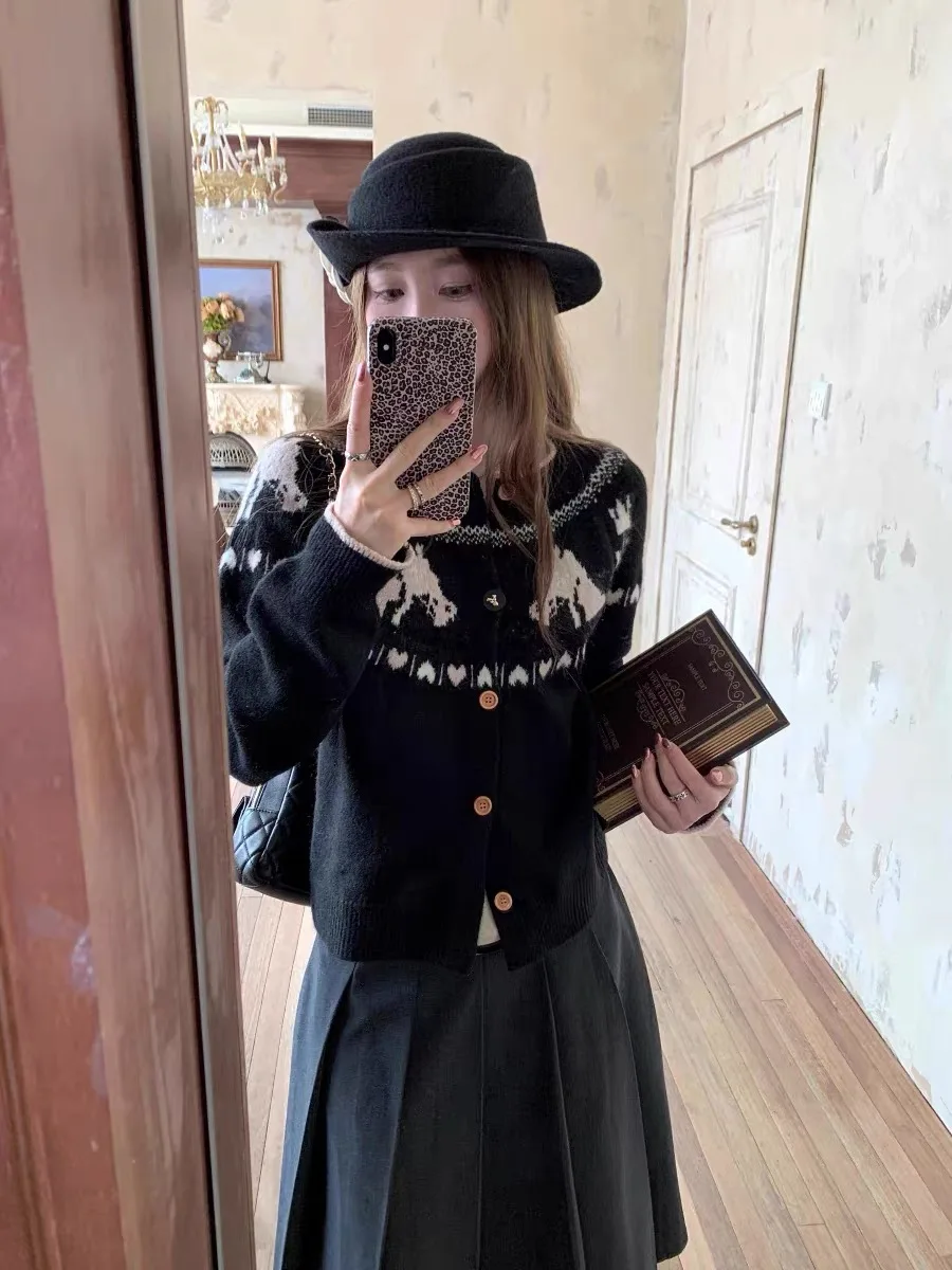 

Стильный вязаный свитер и плиссированная юбка: теплый утолщенный зимний комплект из двух предметов для женщин, повседневный модный наряд