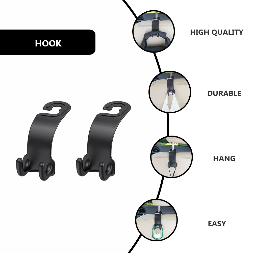 

2pcs Multifunctional Car Backseat Hook Universal Vehicle Back Seat Hanger Durable Abs Bag Holder 10Kg Capacity Seat Clasp