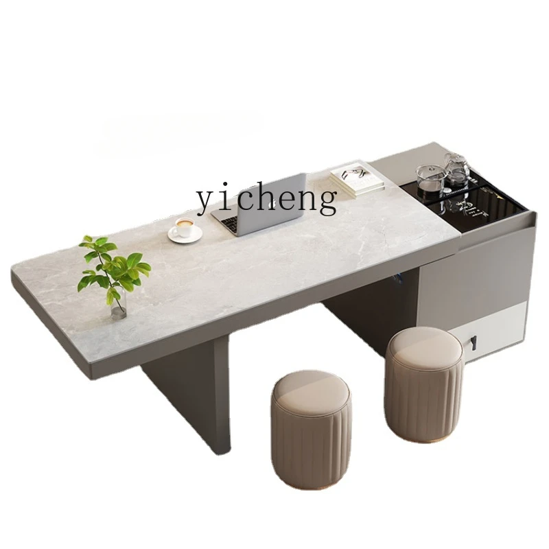 Tqh Lifting Office Tea Table Desk Integrated Dual-Use Balcony Small Rock Plate Kung Fu Tea Table