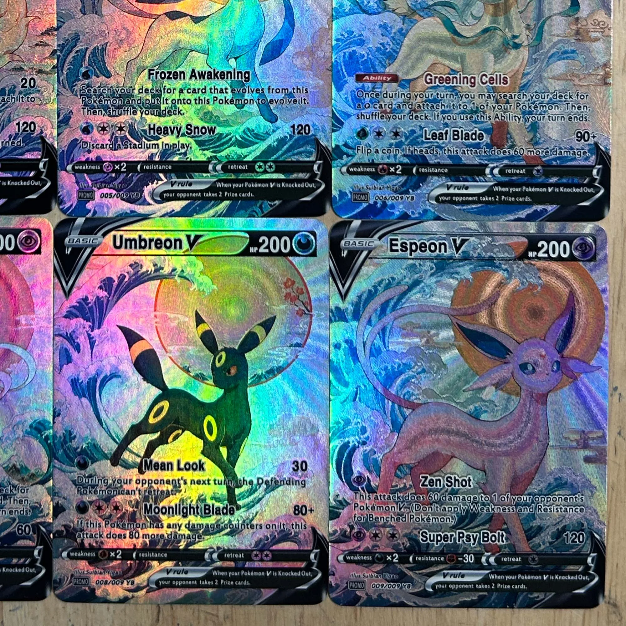 9 stks/set Diy Ptcg Engels Versie Eeveelution Ukiyo-E Collection Card Grof Flash Ptcg Umbreon Espeon Anime Card Gift speelgoed