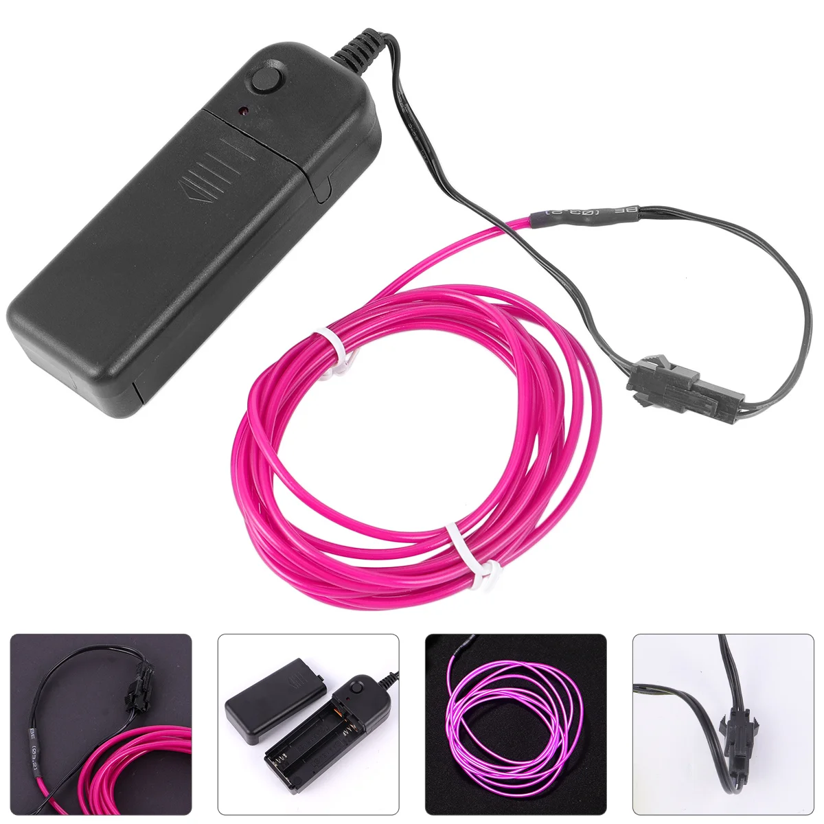 

2 El Lights Glowing Cable Flexible Electroluminescent Car Purple Strobing