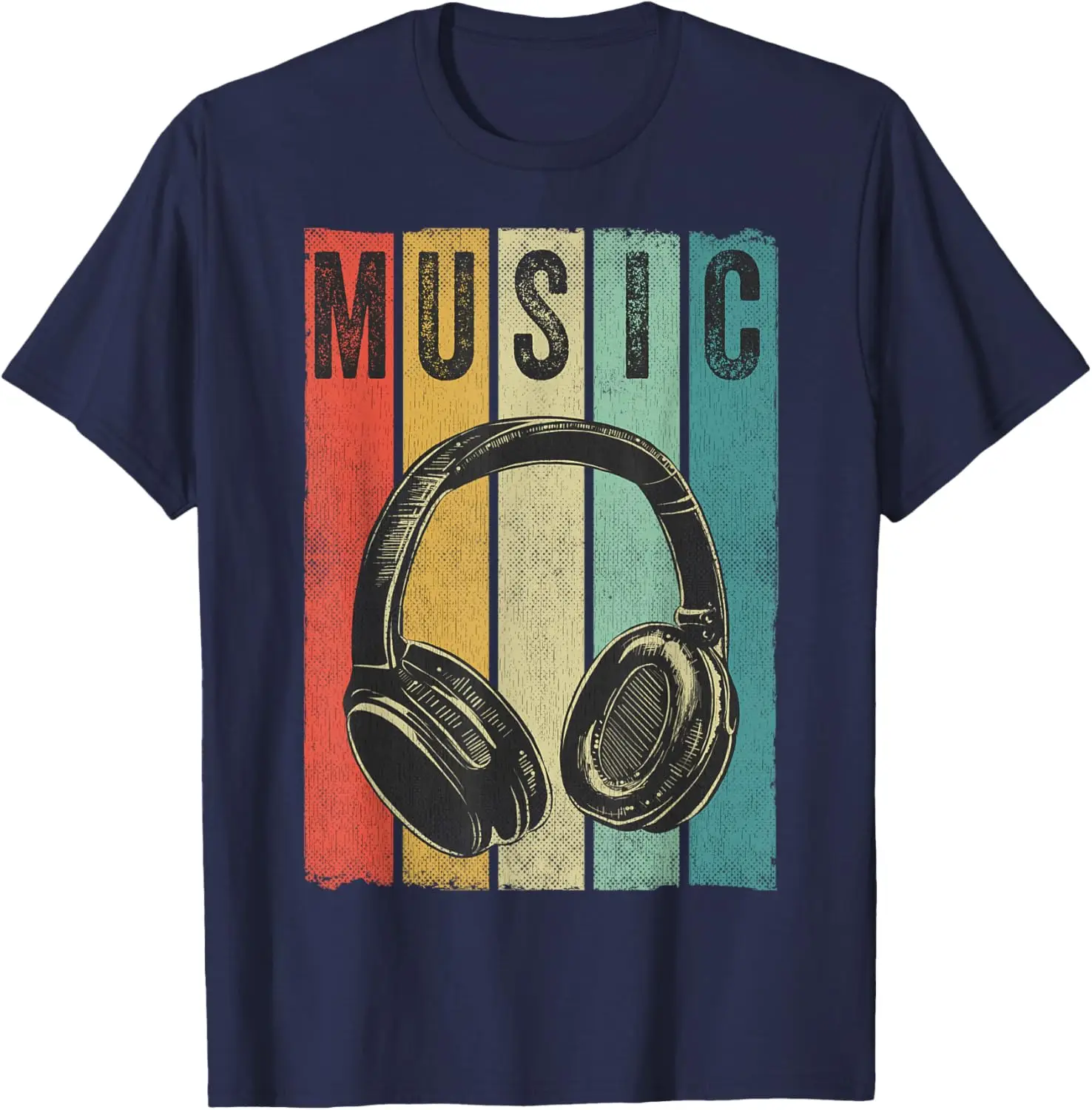 Electronic Music Lover DJ Gift Vintage Retro Headphones T-Shirt 100% Cotton O-Neck Short Sleeve Summer Casual Mens T-shirt