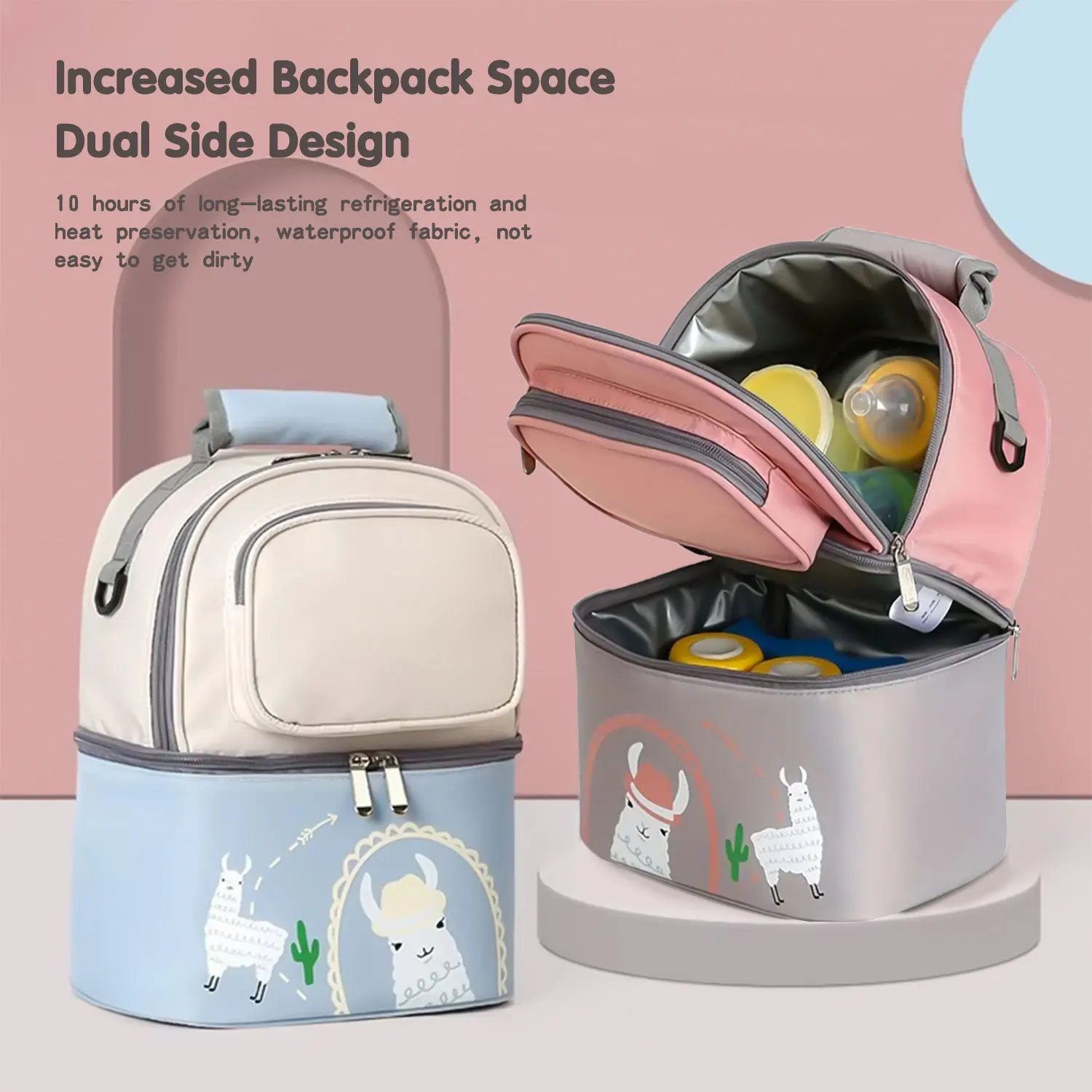 Double Portable Mommy Bag Large Capacity Bottle Insulation Bag Breastmilk Refrigerated Fresh Backpack Multifunctional Mom Bag