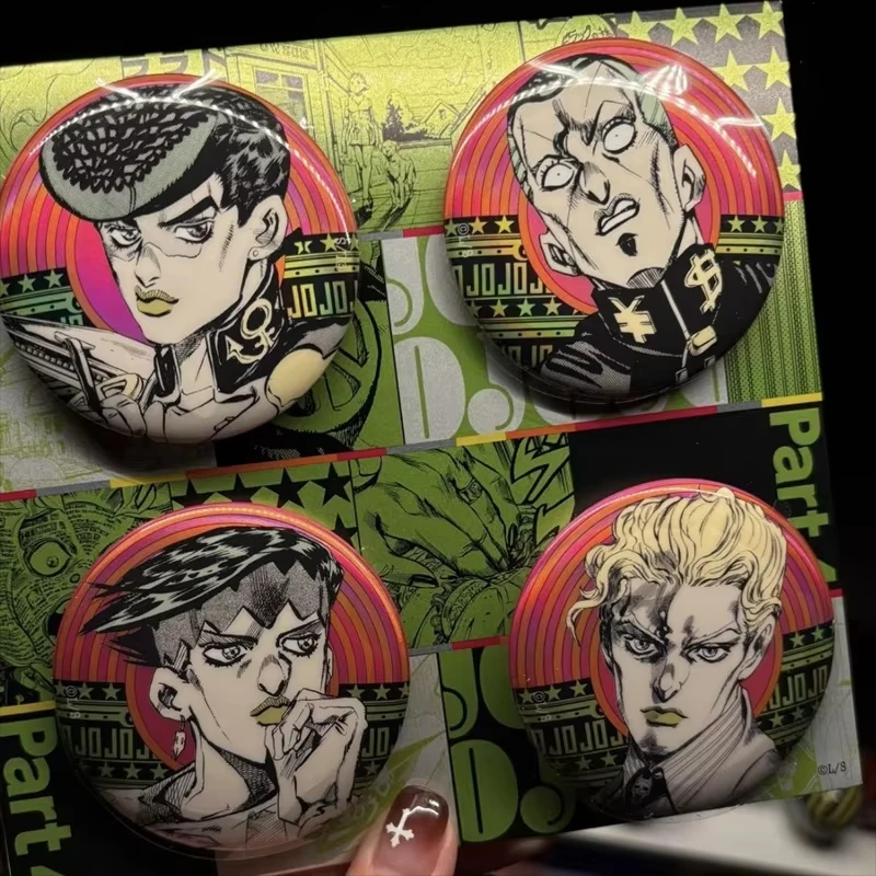 Set de 1/3/4 Broches Metálicos de JoJo's Bizarre Adventure, Insignia de Kishibe Rohan, Giorno, Kira, Dio, Jotaro, para Accesorios de Mochila