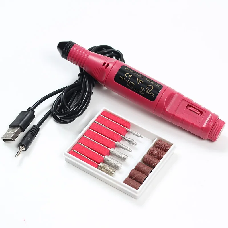 Máquina pulidora eléctrica profesional para uñas, limas de uñas, pluma de pedicura, 6 Bits, milinguv LED, removedor de esmalte de Gel, herramienta de manicura artística