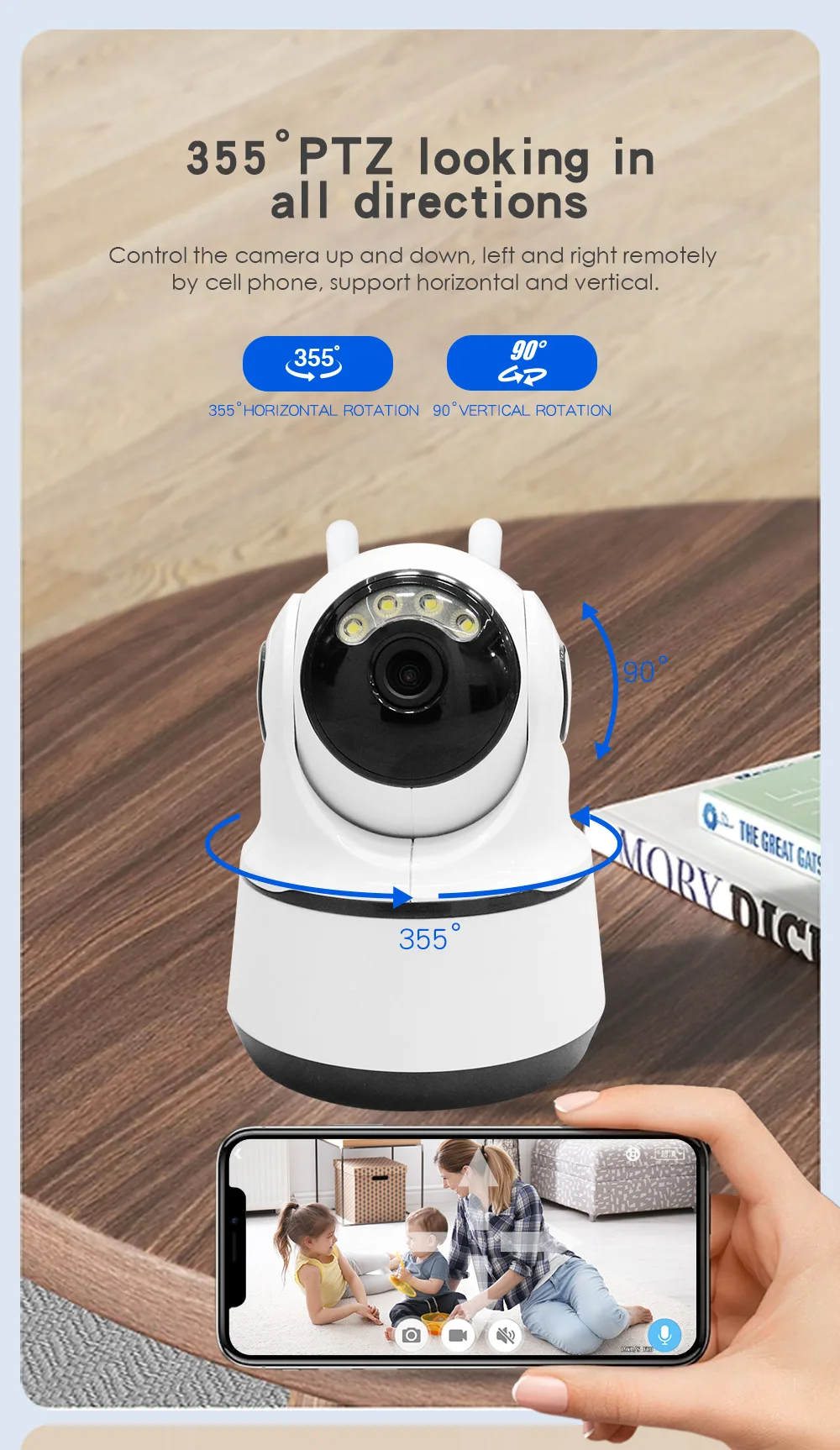 2mp-1080p-carecamアプリ対応-フルカラーワイヤレスptz-ipドームカメラ-ai人間検知-ホームセキュリティcctv-ベビーモニター