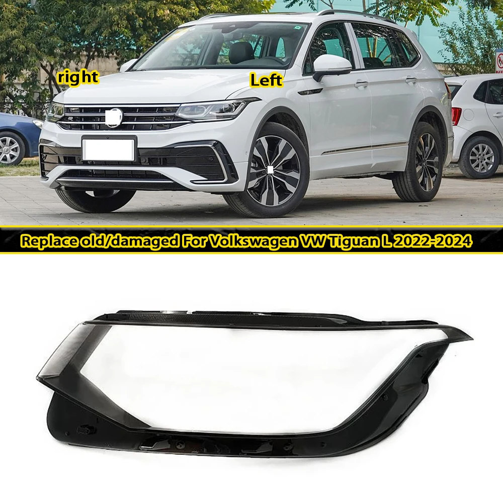 

For Volkswagen VW Tiguan L 2022-2024 High Headlamp Cover Transparent Headlight Lens Plexiglass Replacement for Car Headlamp