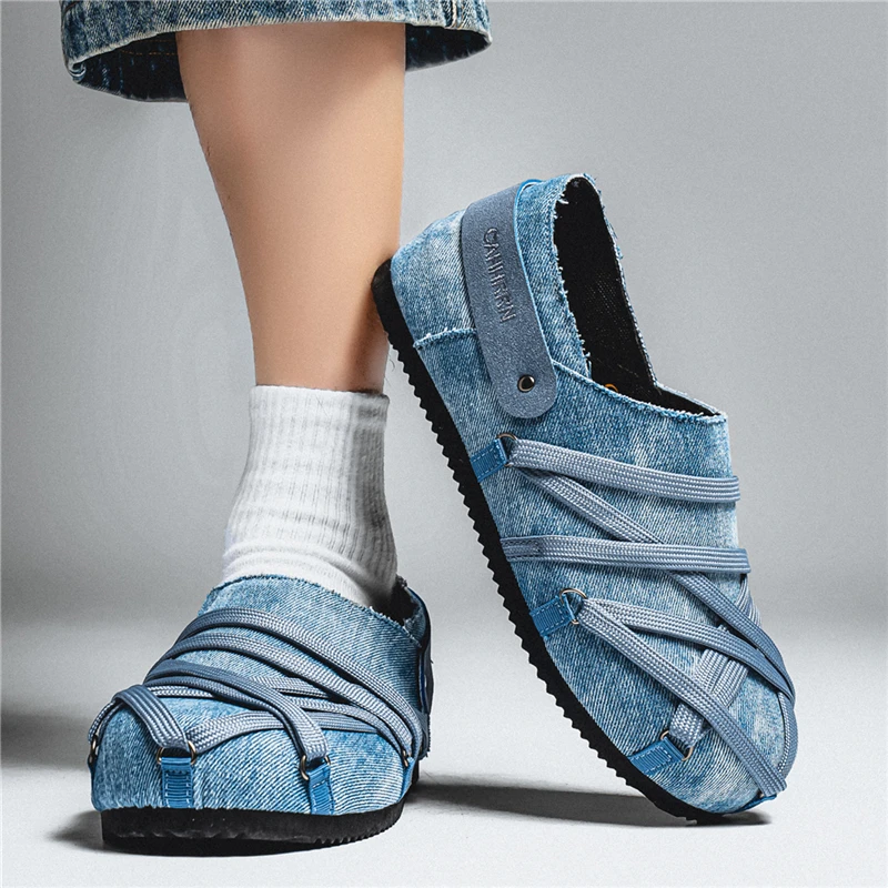 

Men Soft Cushion Denim Slip On Shoes Breathable Lightweight Comfortable Walking Summer Casual Loafers
