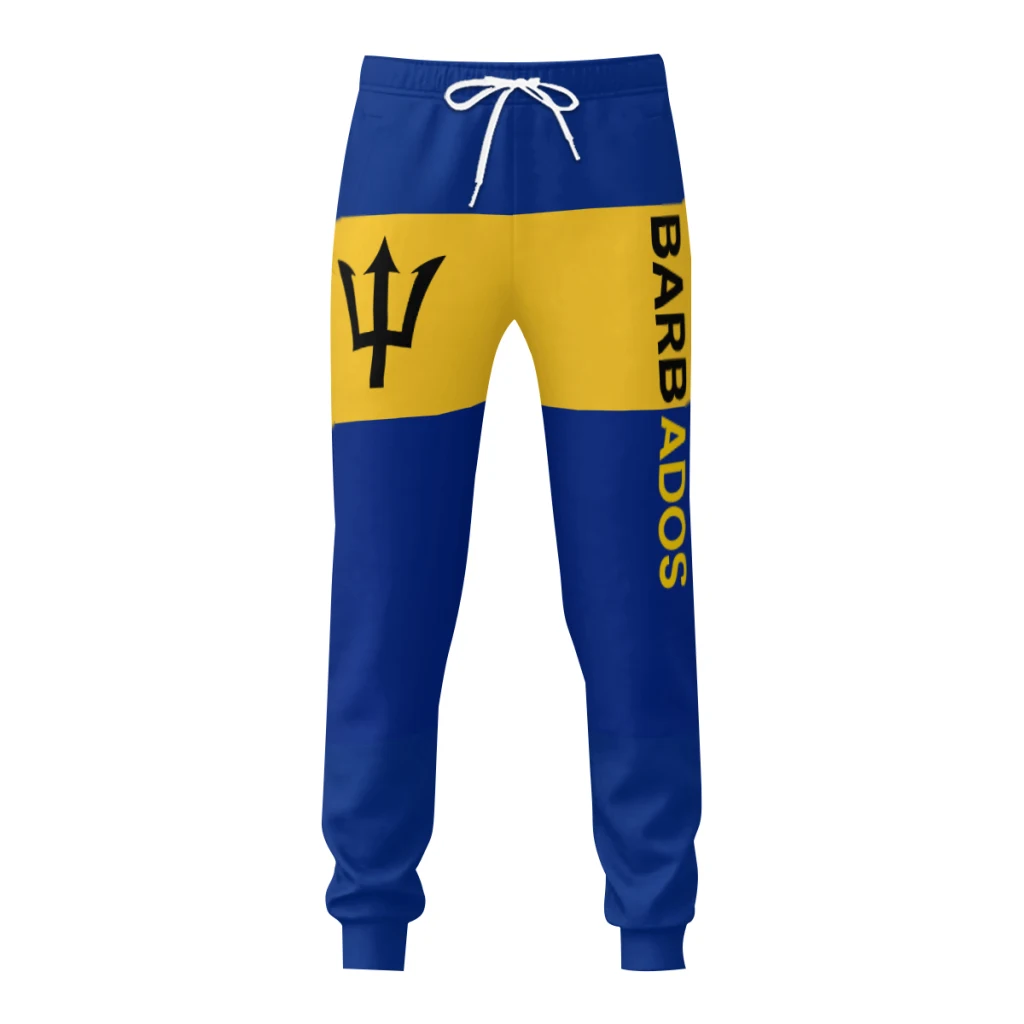 Mens Sweatpants Barbados Flag Pants with Pockets Joggers Soccer Football Multifunction Sports Sweat With Drawstring