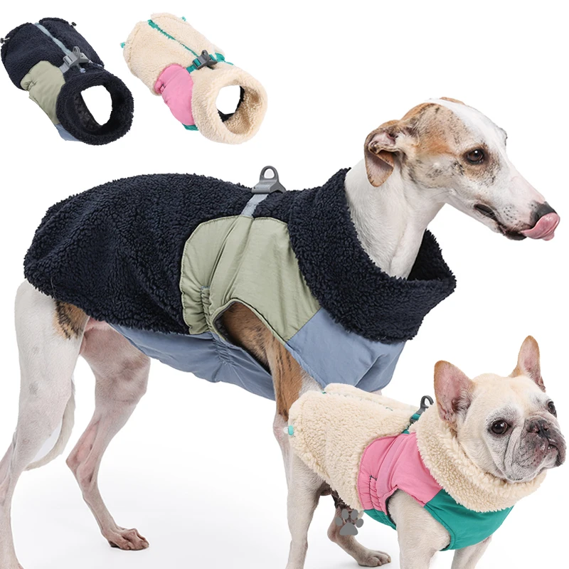 暖かい防風ラムベルベットベスト綿コートbaジッパー小中大型犬ペット服秋冬カジュアル