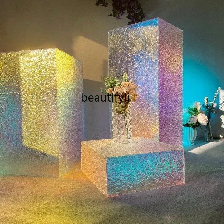 Acrylic colorful living room flower stand corridor entrance platform hotel homestay floor ornament display stand