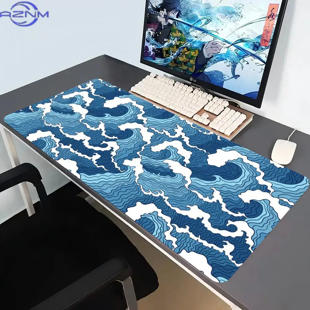 Great Wave Gaming Mouse Pad Large Desk Mat Japanese Ocean Extended Keyboard Mat Non Slip Gamer Carpet for Office Laptop Computer