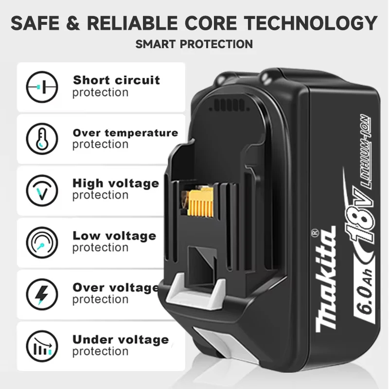 BL1860 Genuine 6AH Makita 18V Battery Power Tools Li-ion Replacement LXT BL1850 BL1840 for 18 V Screwdriver with BMS TPCELL 18V