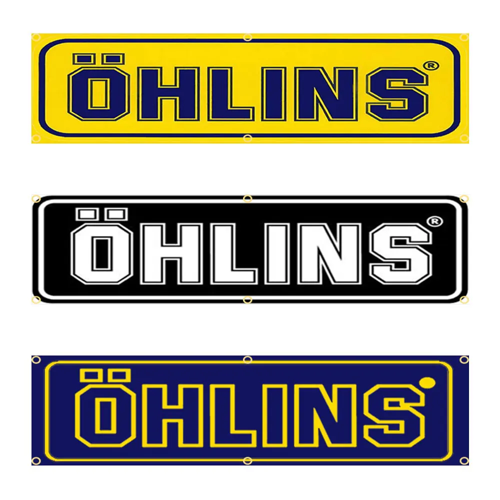 60x240cm OHLINS moto Banner arazzo poliestere stampato bandiera Garage o all'aperto per la decorazione