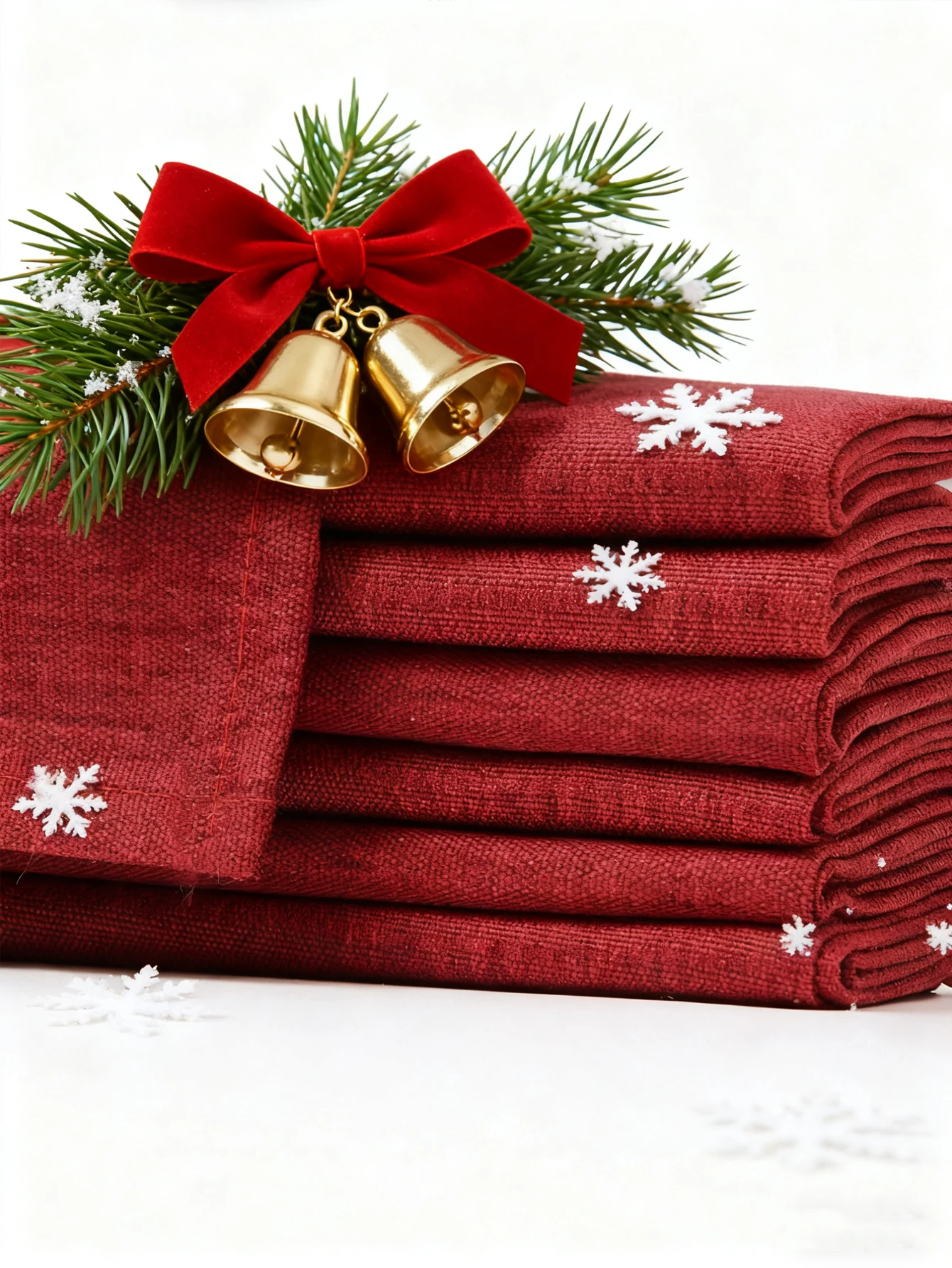 Christmas English solid color napkins, Durable polyester thick placemats, Reusable for kitchen, Dining, Wedding decoration