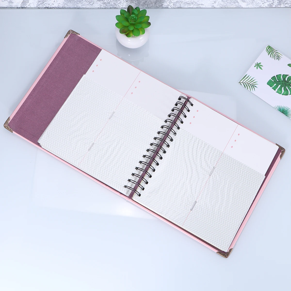 

1pc Receipt Organizer Ticket Collection Book Photo Album Durable Material Home Office Use Receipt Organizer Storage Pink