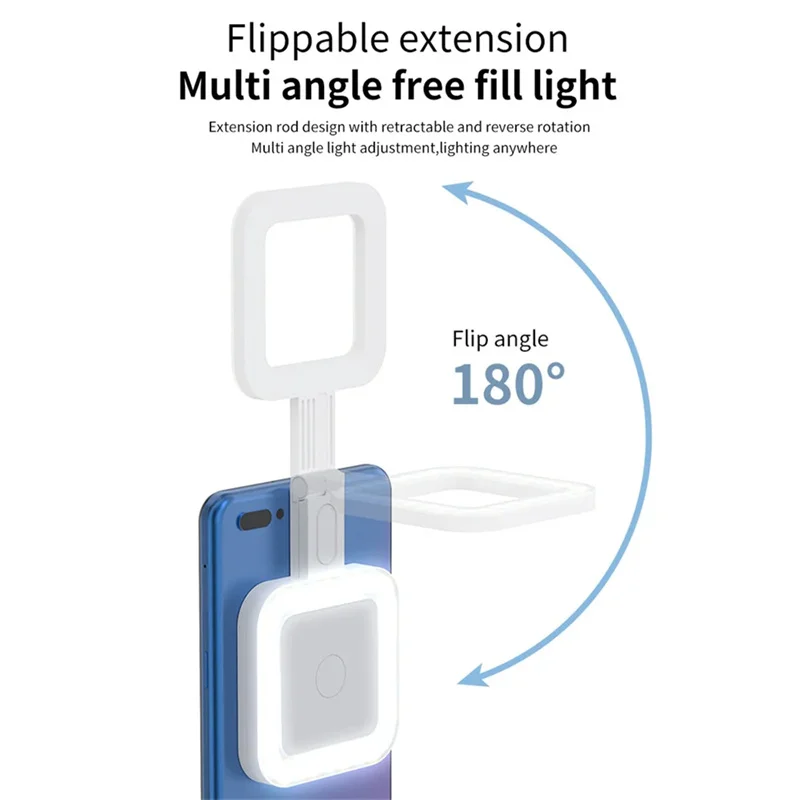 ミニ磁気LEDセルフィーランプ,iPhone, Magsafe, Samsung, Xiaomi,メイクアップ,写真撮影,ライブストリーミング用の電話ホルダー