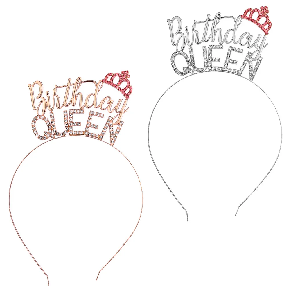 2 Pcs Tiara Birthday Party Headband Decorative Kids Supplies Grace Hair Clasp Child Headdress