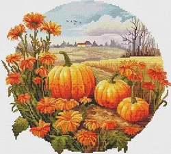 The Fields Autumn Pumpkin 18CT 14CT Unprinted Top Quality Cross Stitch Kits Embroidery Art DIY Handmade Needlework Home Decor