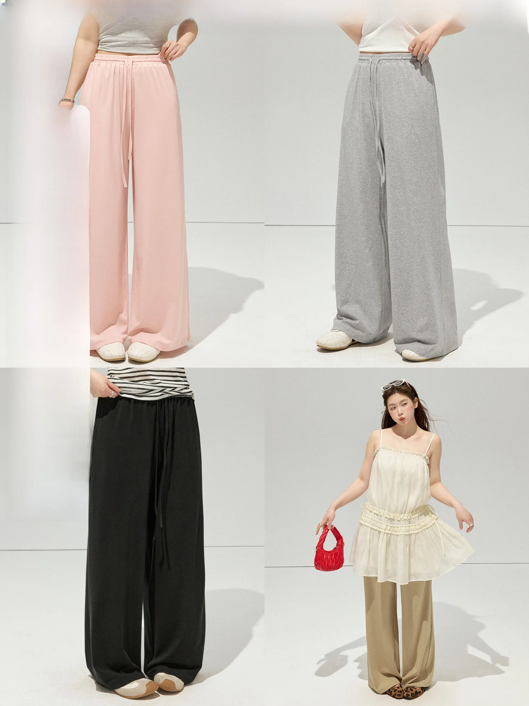 

Брюки JULULOOK Studio "Clear Feeling Four Seasons" больших размеров, свободные, с эластичным поясом на шнурке, прямого кроя, повседневные.