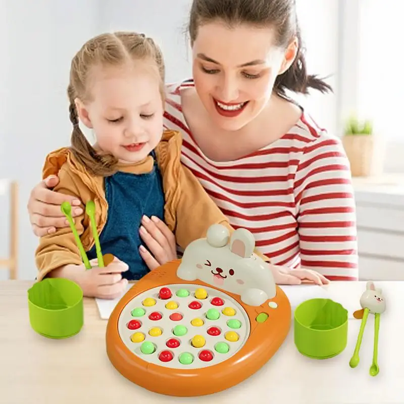 Bead Clipping Toy Stem Learning Cute Rabbit Toy Interactive Eco-Friendly Chopstick Training Rainbow Bead Montessori