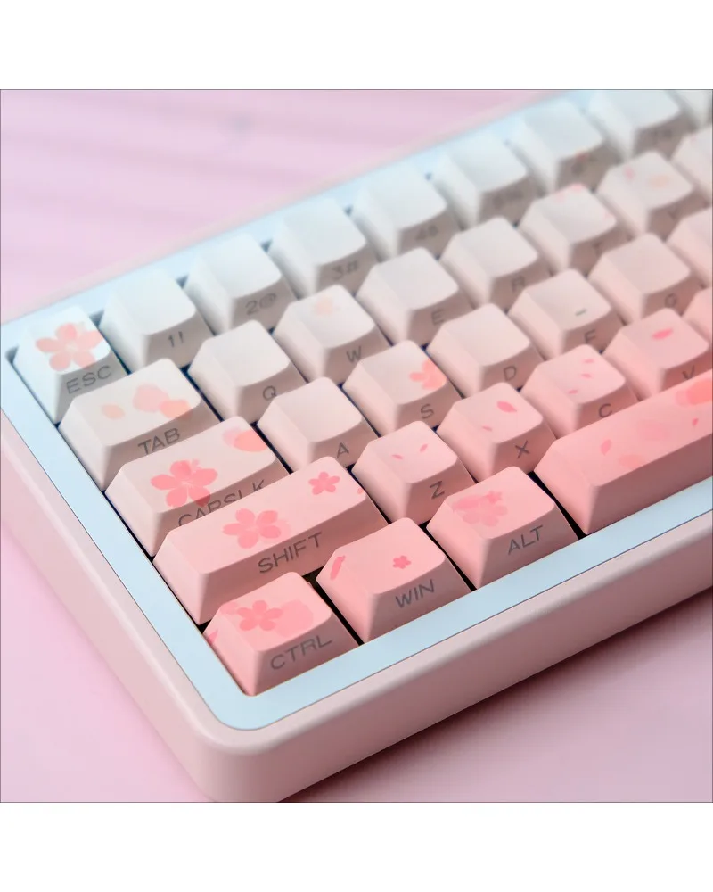 Pink side engraved light-transmitting keycaps are engraved with original factory heightcute suitable mechanical keyboard keycaps