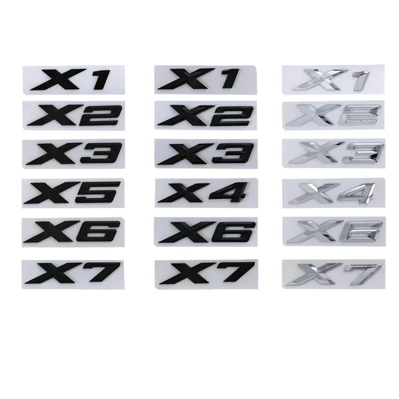 

3D Chrome Black Car Trunk Letters Stickers for X1 X2 X3 X4 X5 X6 X7 Logo Emblem Badge Lettering Sticker Auto Accessories