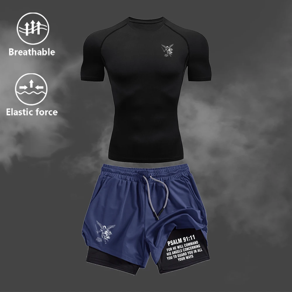 

Men's Printed Suit Drawstring Shorts Quick Drying Short Sleeve 2 Piece Summer Casual Daily Fitness Training Cycling Sportswear
