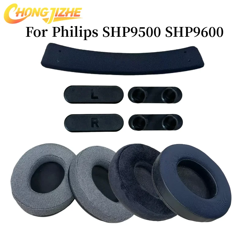 

CHONGJIZHE Replacement Protein Leather Ear Pads Headbeam pad/lock buckle For Philips SHP9500 SHP9600 Headset repair parts