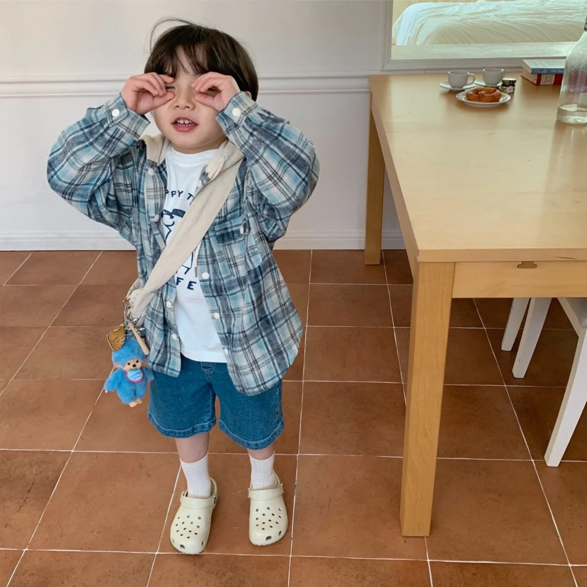 

2025 Autumn Kid Boys Coat Versatile Plaid Hooded Long Sleeves Children 3-8 Years Korean Casual Shirt Fashion Teenager Boys Shirt
