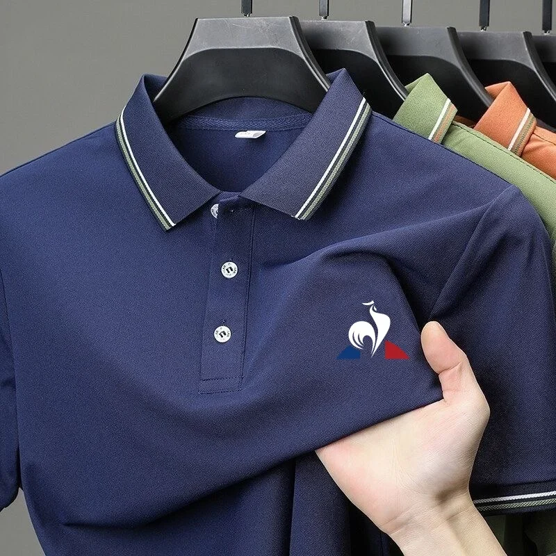 

Summer men's high-quality embroidered logo short sleeved polo shirt new business casual breathable comfortable top