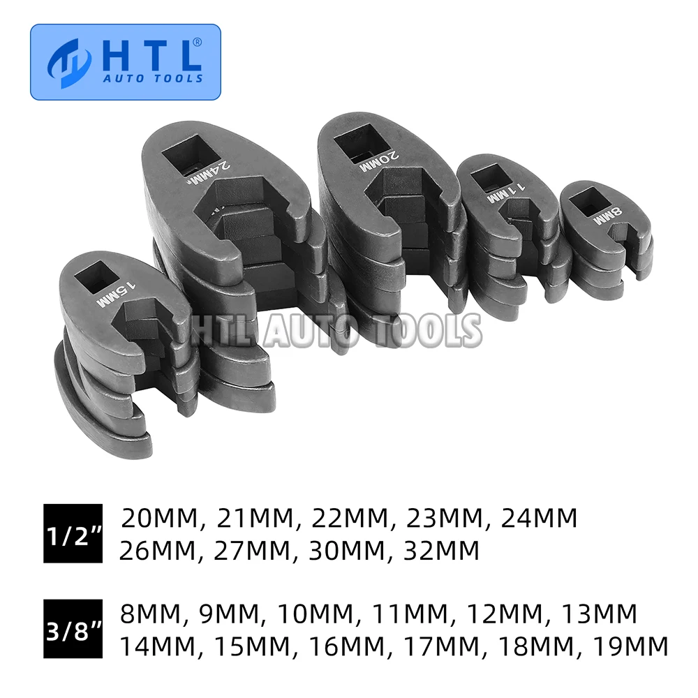 Krähenfuß-Schlüsselsatz 1/2" und 3/8" Antrieb, Bördelmutter-Krähenfuß-Schlüsselsatz, metrisch 8-32mm, 6-kant Krähenfuß-Schlüsselsatz – Detail 3