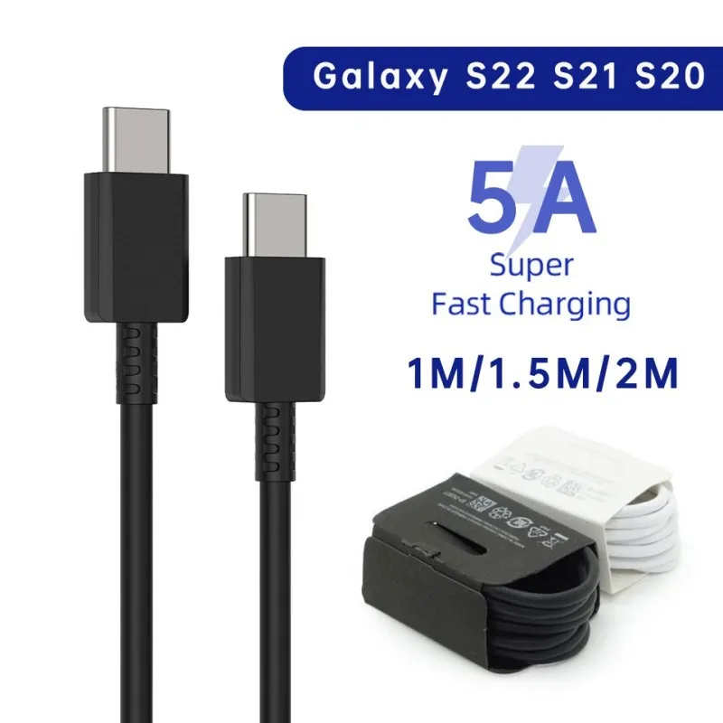 2PCS USB C to C Cable For Samsung Galaxy S23 S22 S21 S20 Ultra Note 10+ 20 Plus 5G A54 PD 45W Type C Super Fast Charging Cable