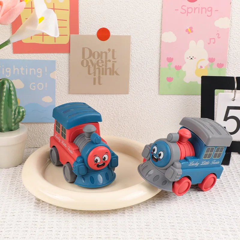 Juguetes de tren de inercia para niños, cabeza de tren de dibujos animados, prensa, juguetes de conducción de inercia, tren de simulación, coche extraíble, juguete para regalo