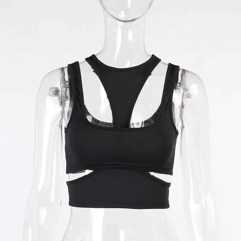 Sexy Tank Top Wrap Chest Hollow Out Halter Crop Tops Women Sleeveless Cropped Vest Camisole Tube Top Female