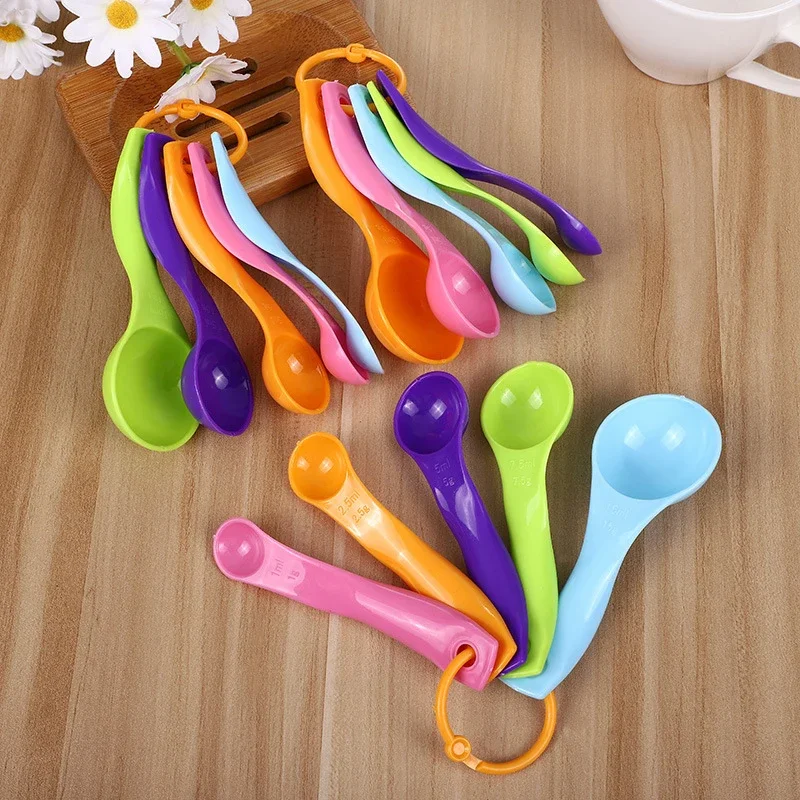 5pcs/Set Plastic Measuring Spoons 1 / 2.5 / 5 / 7.5/ 15ml Measure Gram Cups Child Milk Powder Spice Measuring Scoop Kitchen