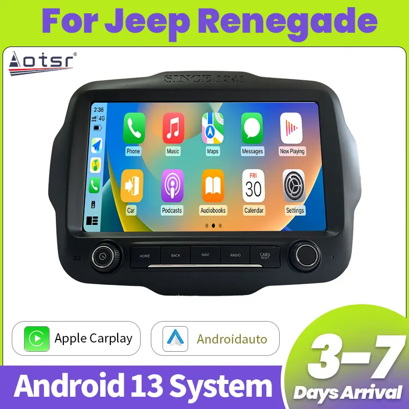 Aotsr 9 inch Android 13 8+128G For Jeep Renegade 2016-2021 Car Radio GPS Navigation Head Unit Multimedia Player Audio Stereo