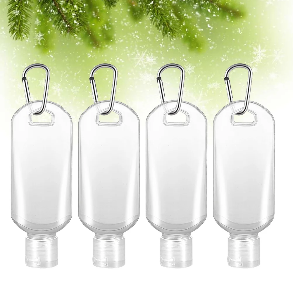 

6pcs 50Ml Hook Bottles Refillable Travel Liquid Organizer Press Dispenser For Shampoo Body Wash Sun Cream Carabiner Clip Storage