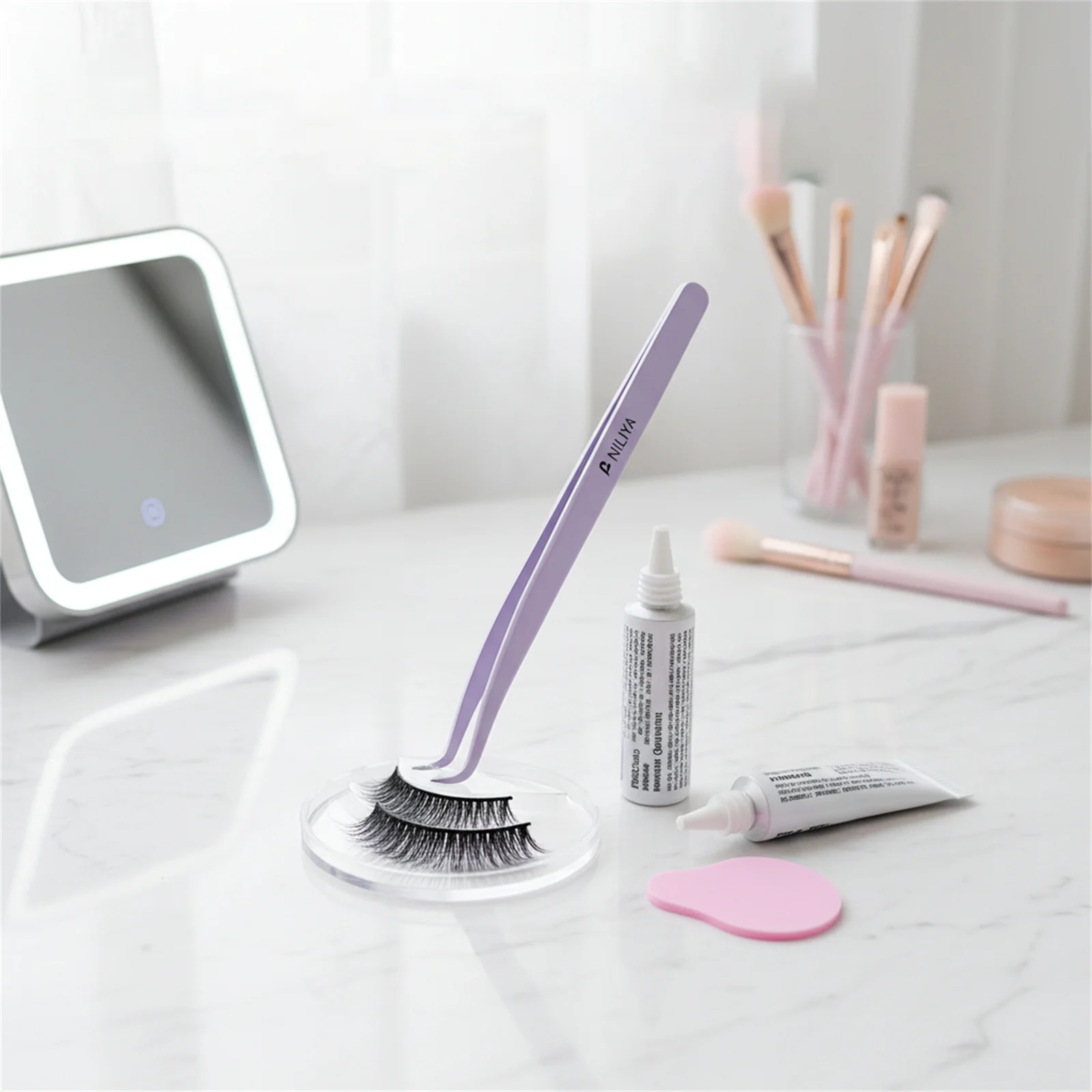 1-2 個つけまつげピンセット抗粘着プロフェッショナルラッシュツールゴールドフェザークランプまつげエクステ初心者のための