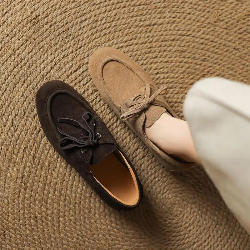 

Туфли на плоской подошве MORAZORA, новые женские туфли на плоской подошве из коровьей замши, весенне-летние туфли на плоской подошве с завязками, однотонные лоферы, повседневная обувь