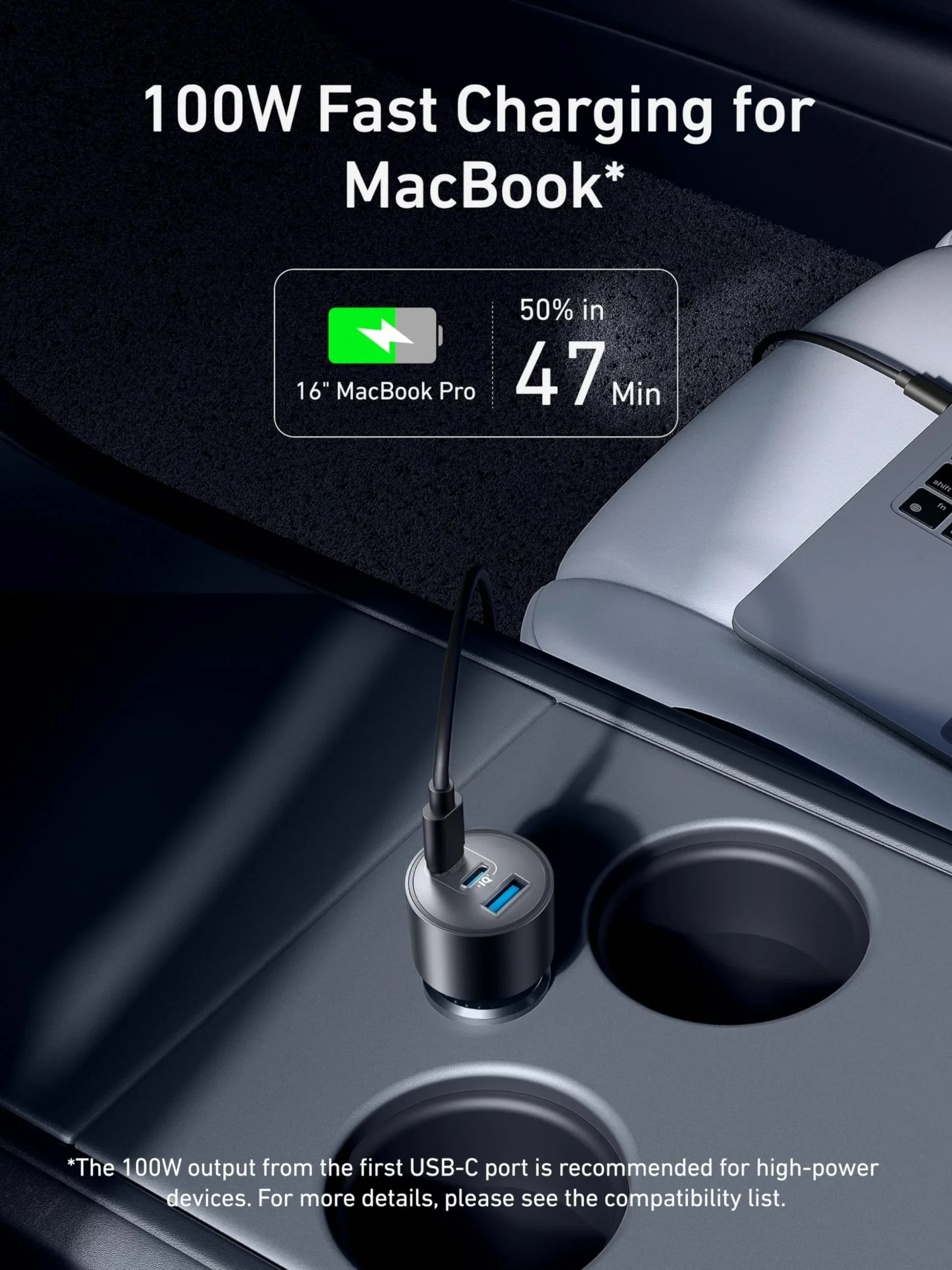 شاحن سيارة Anker-us ، شاحن سيارة سريع 3 منافذ W Max ، MacBook Pro ، Air ، iPhone 15 ، 14 ، 13 S24 ، S23