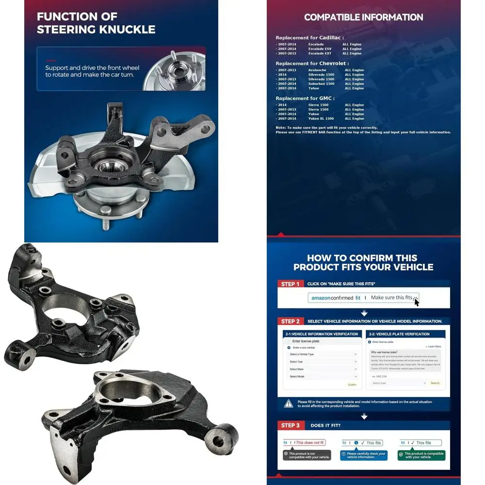 

KAX 2 шт. поворотный кулак, совместимый с Chevrolet Silverado 1500 2007-2014 гг., GMC Sierra 1500, 2007-2014 гг. Chevrolet Tah